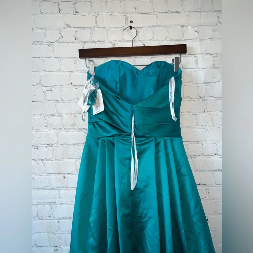 BRAND NWT David’s Bridal Oasis Turquoise Polyester Long Bridal Dress size 2 - Picture 11 of 16